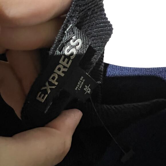 Express Navy Blue Long Sleeve Bodycon Dress Open Back Party Club NWT Size XS - Picture 4 of 8